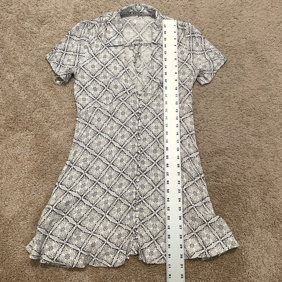 Free People 2 Melody Easy Print v-neck tie front collared dress D2 9068 - Picture 3 of 12